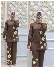CH-495 2 Pcs Printed Fleece Co-ord Set For Winters