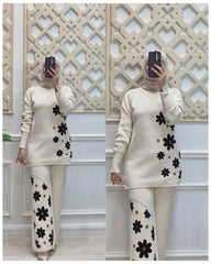 CH-495 2 Pcs Printed Fleece Co-ord Set For Winters