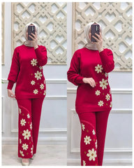 CH-495 2 Pcs Printed Fleece Co-ord Set For Winters