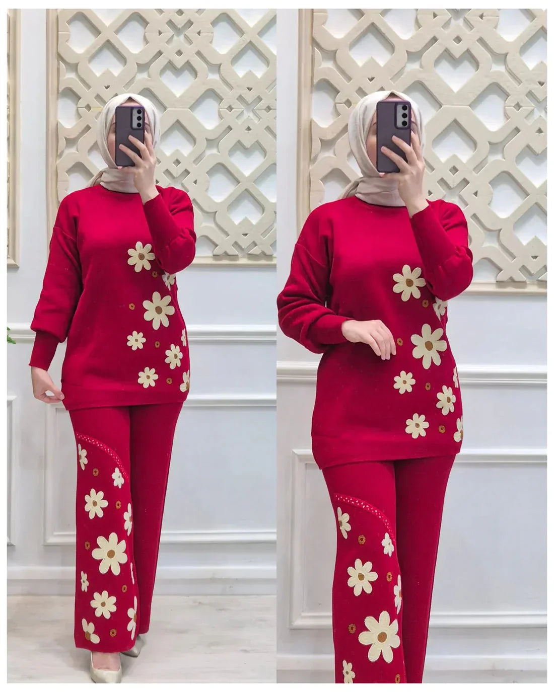 CH-495  2 Pcs Printed Fleece Co-ord Set For Winters