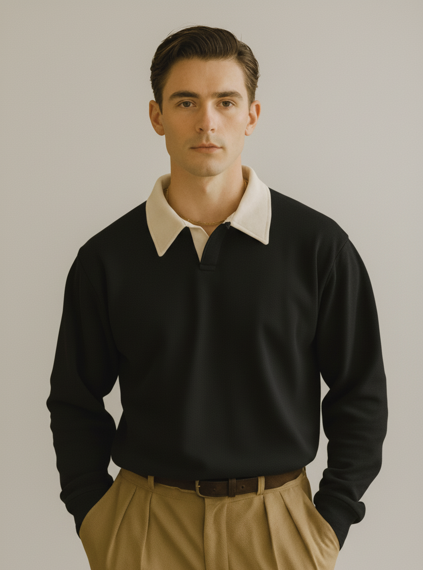 Men’s Old Money Collar Sweatshirt – Premium Streetwear