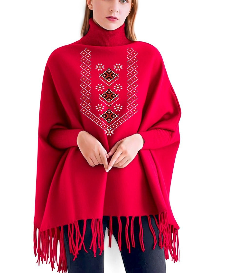 Winter Printed Fleece Poncho