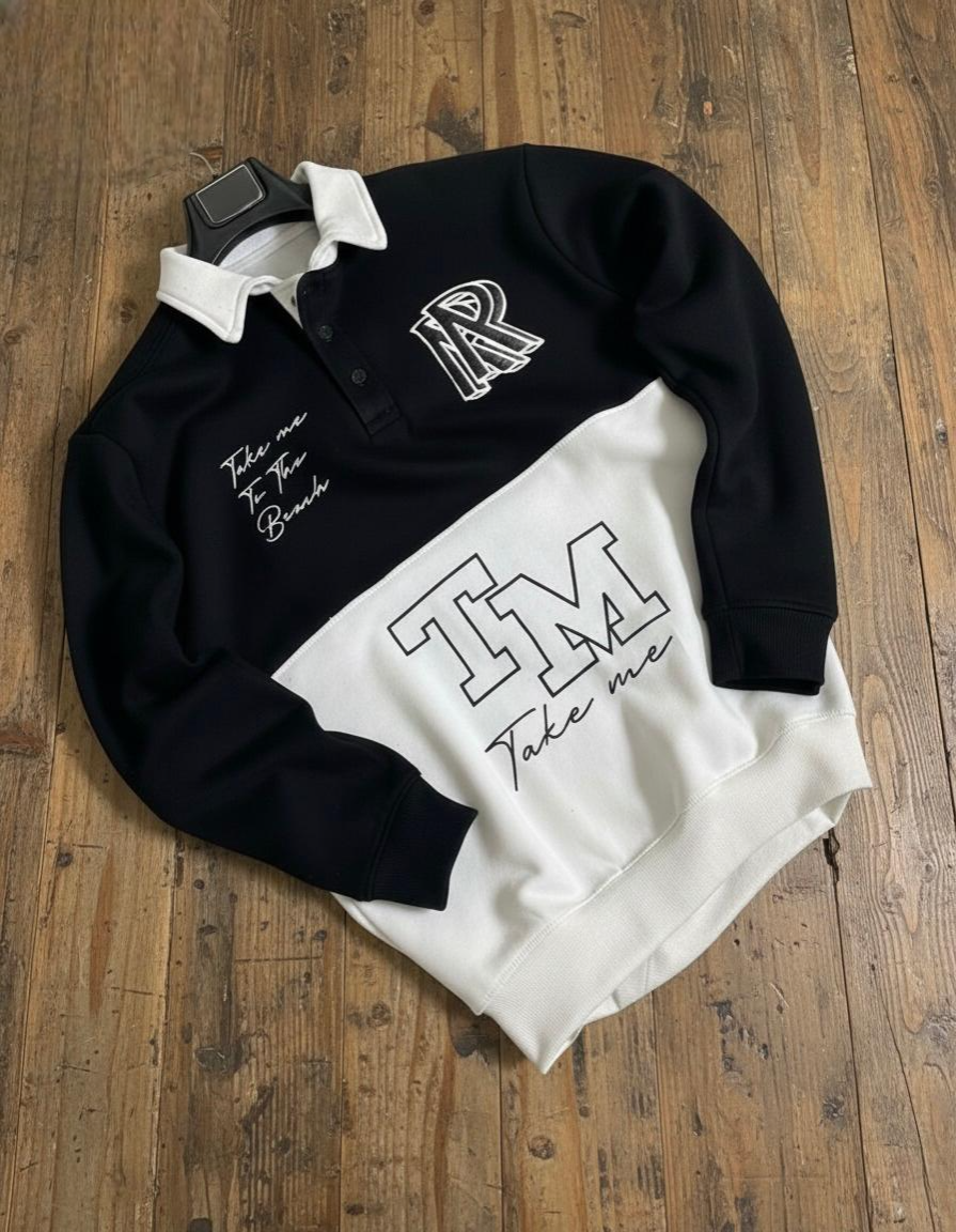 Contrast Panel Printed Sweatshirt